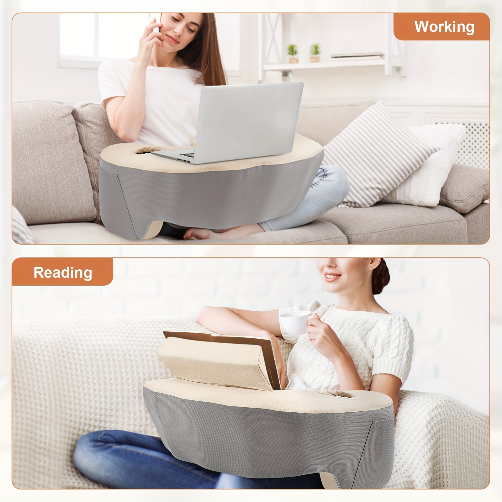 ergonomic reading pillow lap desk yellow washable cover Temu