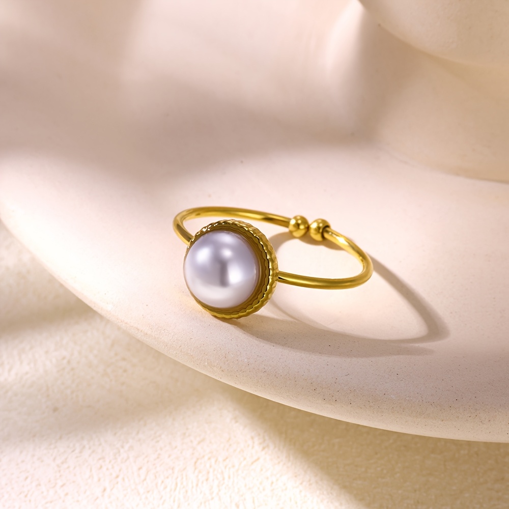 טבעת פתוחה מתכונת ענקית אחת, נירוסטה מצופה זהב 18 קראט עם לחופשה חגיגית, מלאכותית, טבעת חגנת, מלאכותית, תכשיטים לכל עונה