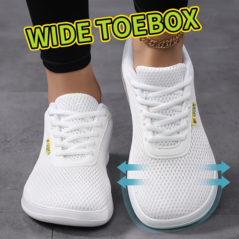 Image of Unisex Wide Toe Barefoot Shoes, Training Casual Flat Fitness Yoga Outdoor Sports -resistant Non-slip White Skateboard Large Size Walking Camping Boots, Women Shoes, Sneakers