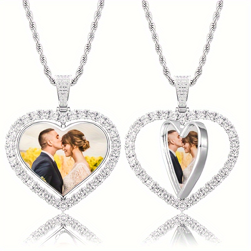 

Customized Photo Necklace For Men: Personalized Y2k Style Pendant With Zinc Alloy And Synthetic Gemstones, Perfect For Wedding, Celebrations, And Valentine's Day