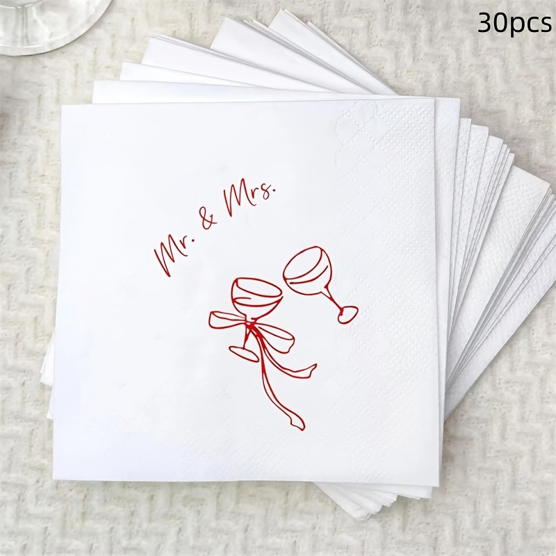 Image of 30pcs/set Wedding Cocktail Napkins, Wedding Banquet Napkins, Disposable Napkins For Wedding Banquet Table Decoration, Party Decoration Napkins For Halloween、christmas