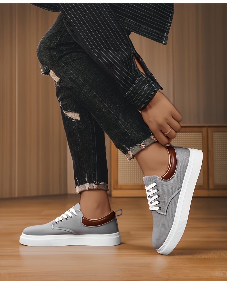 Baskets en Toile Homme Bicolore Chaussures décontractées en toile pour hommes, chaussures de skate tendance et polyvalentes, baskets de sport basses élégantes