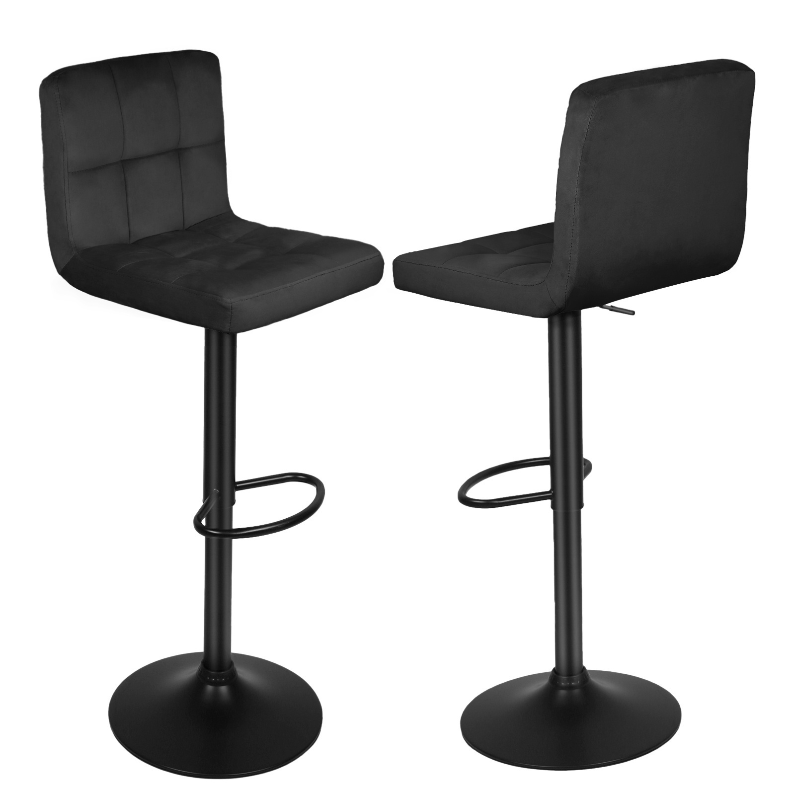 TEMU Bar Stool, Set Of 2, High Stool, Kitchen Chair, High-quality Upholstered Seat In Velvet, Backrest And Footrest, Metal Frame, Suitable For Bars,