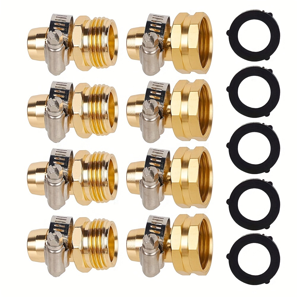 

Hose Repair Kit With Clamps - 5/8" To 3/4" Ght Thread, Connectors For Lawn Care, Female And Male, Stainless Steel