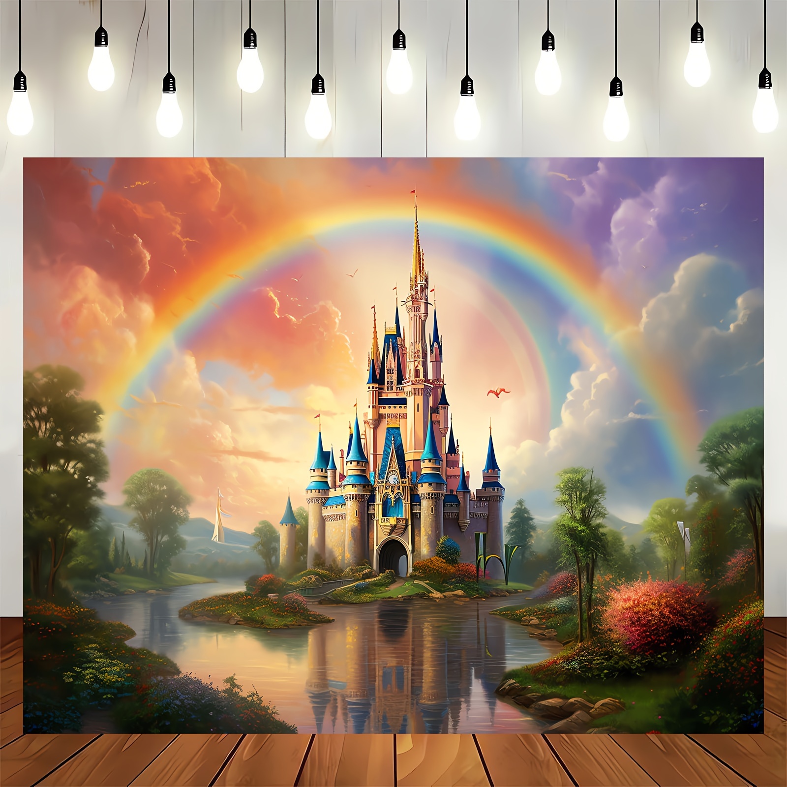 Princess Castle Backdrop Photography Fairy Tale Blue Sky - Temu