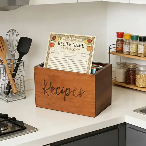 Single Acacia Recipe Card Holder, 4X6 Index Card Storage * for Organizing Over 200 Cards for Home Or Kitchen Single Acacia Recipe Card Holder, 4X6 Index Card Storage * for Organizing Over 200 Cards for Home Or Kitchen