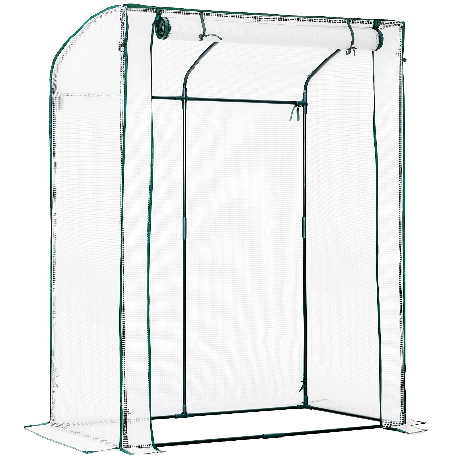 Image of Tomato Greenhouse - Greenhouse For Vegetables - Sturdy 128 X 70 X 170cm Design With Pe Mesh Cover And Roll-up Door - Ideal For Garden, Balcony And Early Planting - White/green