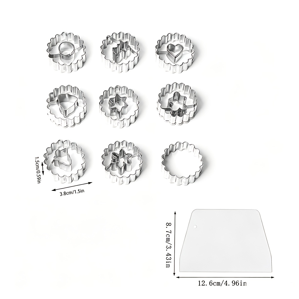 TEMU 10pcs Stainless Steel Cookie Cutters Set, Hollow Molds With Dough Scraper, Christmas Tree Gingerbread Man Shapes Baking Tools For Jam Filled