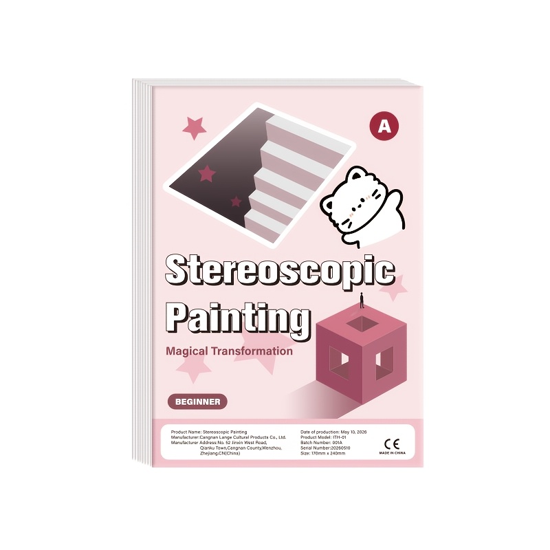 TEMU Libro de pintura estereoscópica para niños, libro de dibujo de 3D de óptica, libro de pintura estereoscópica para principiantes, libro de