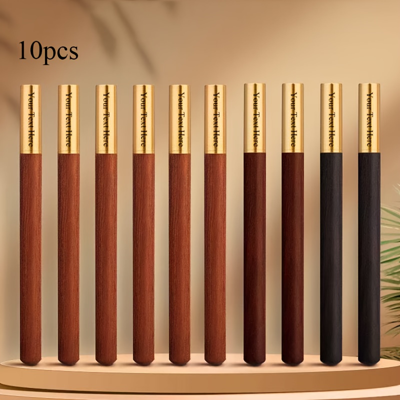 TEMU 10pens Signature Pens Ballpoint Pens 0.38 Pens Fine Tip Metal Neutral Pens Japanese Pens Fine Tip Roller Black Pens Wooden Writing Pens Wooden