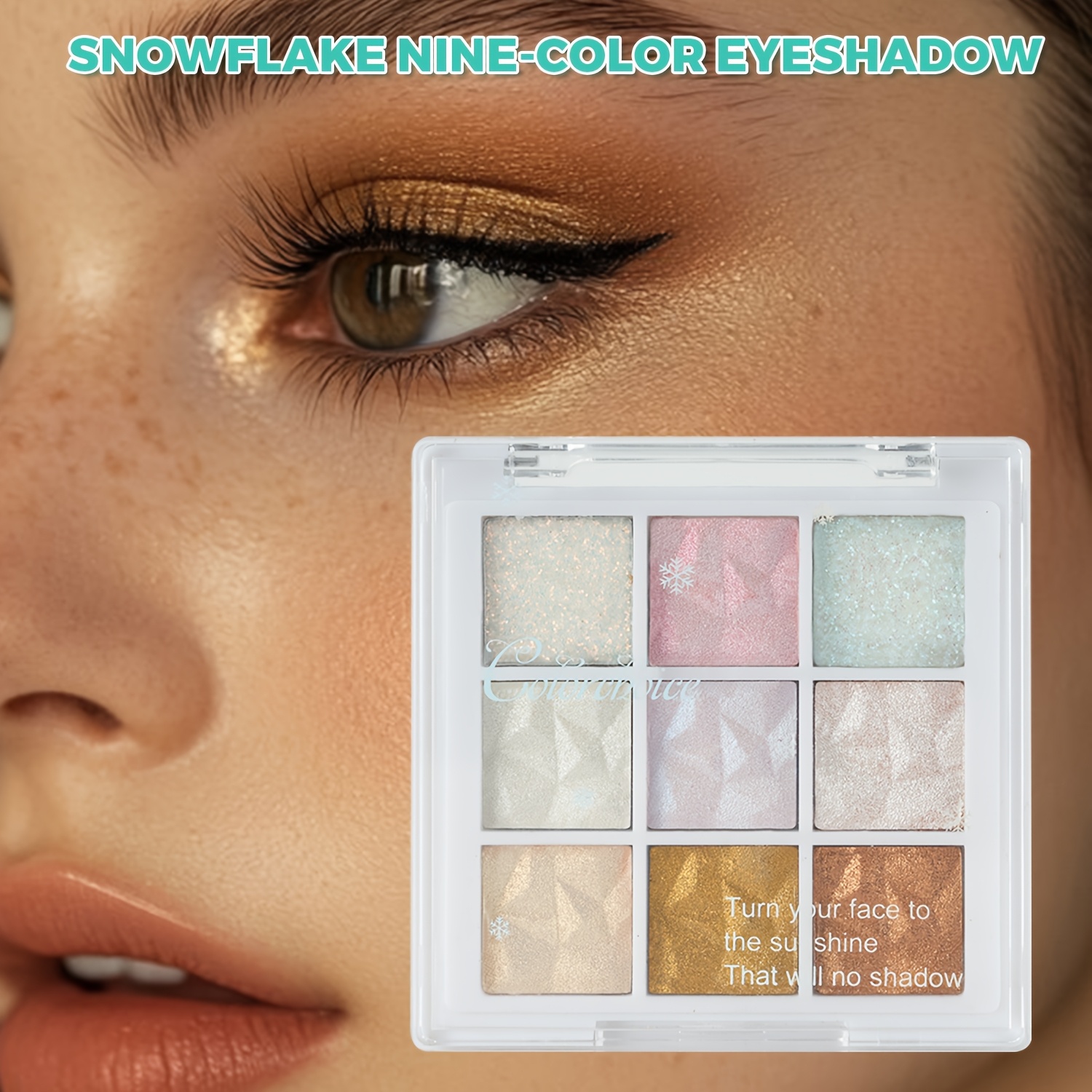 TEMU 9-color Snowflake Series Eyeshadow Palette, Suitable For Beginners, To Create , Long-lasting And Non-fading, Very Suitable For Facial , Portable Makeup Palette, Daily/party/music Festival