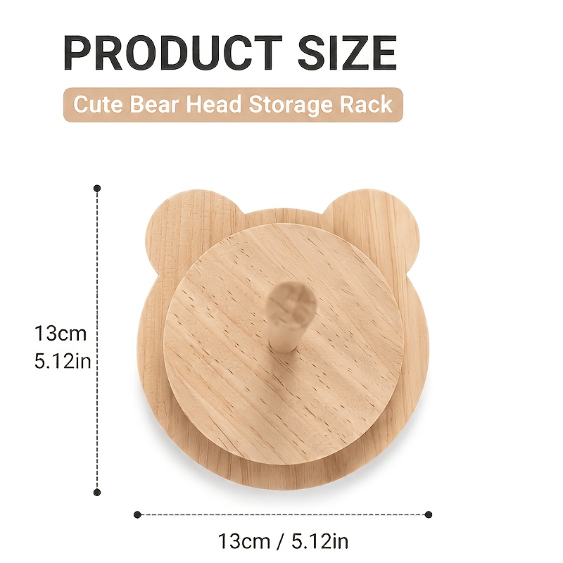 TEMU Wooden Bear-shaped 360° Rotating Yarn Spindle Holder, Large Thread Organizer, Craft Crochet Knitting Thread Rack, Household Sewing Winding