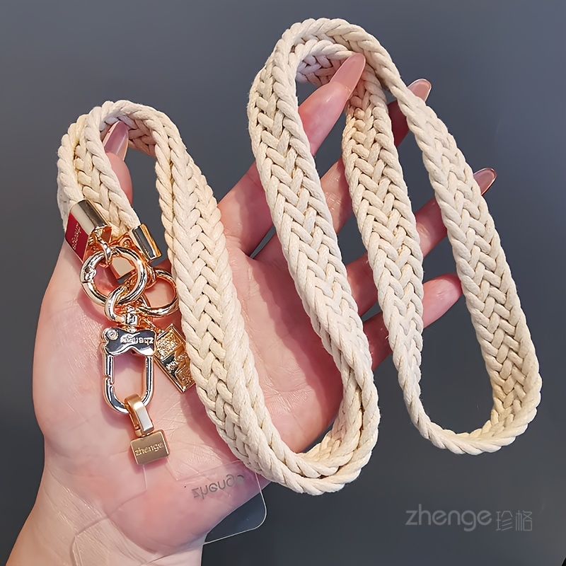 Image of Simple And Stylish Phone Lanyard Crossbody Strap, Wide Braided Ponytail Cord, Durable, For Women, Outdoor Anti-loss, Universal, Original New Product