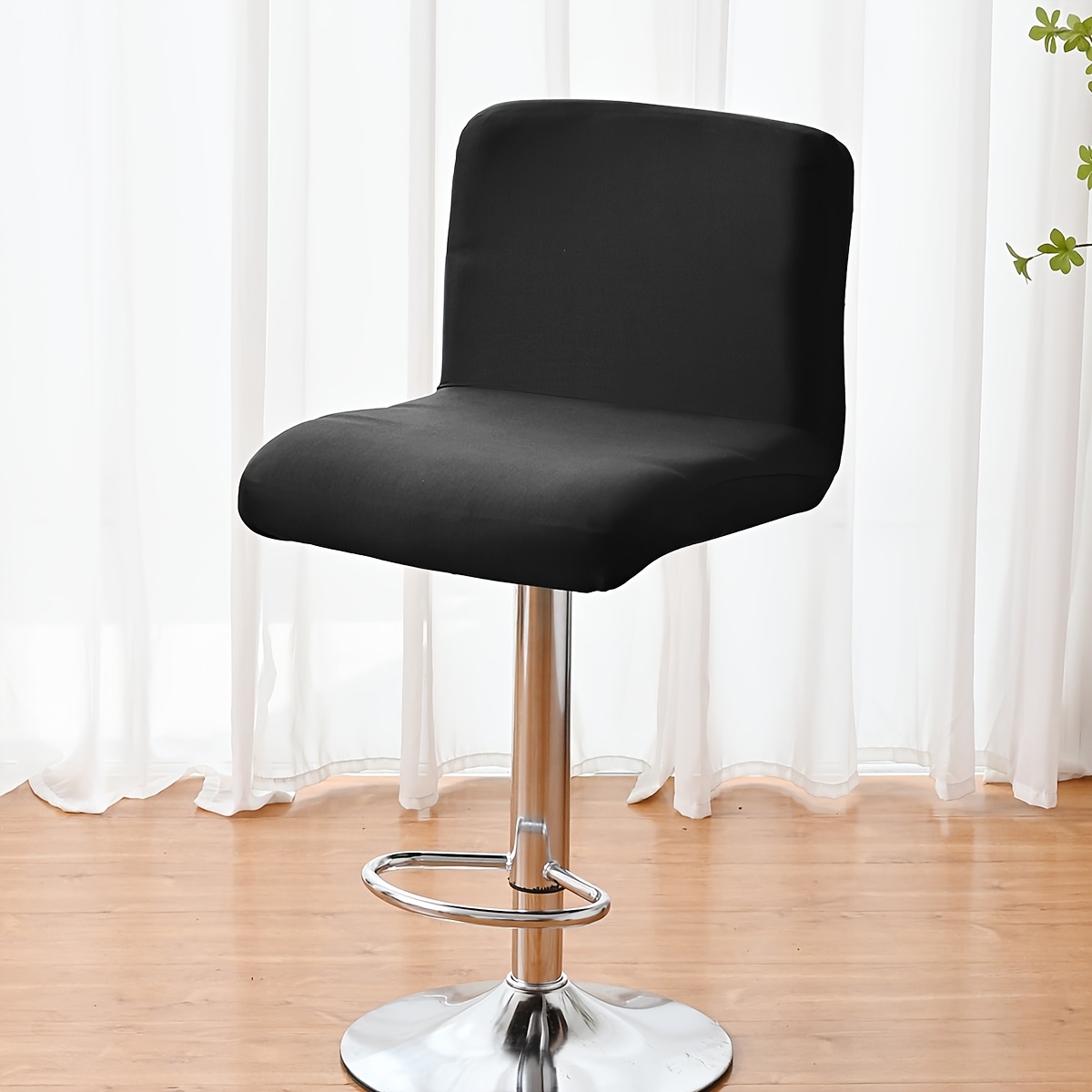Image of 1pc Y Fiber Fabric Stretch Chair Cover For Low-back Chairs, Furniture Protector, Pet-friendly, Suitable For Living Room And Bedroom