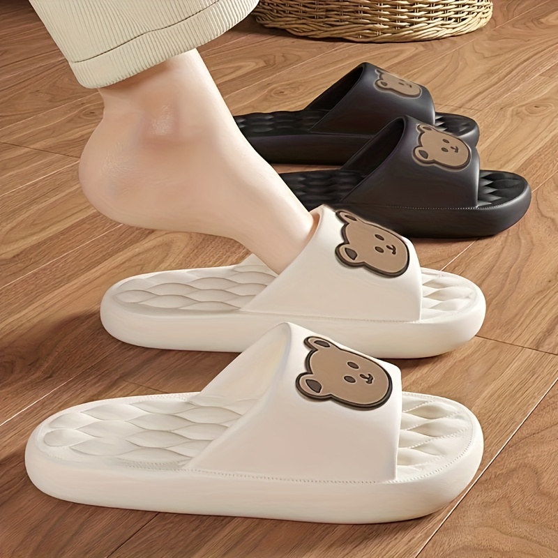 

Kawaii Bear Pattern Cloud Slides, Casual Slip On Soft Sole Shoes, Comfortable Pillow Shower Shoes