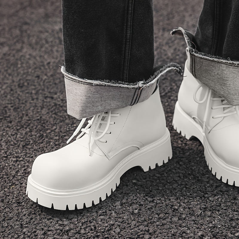 mens classic white chelsea boots high toe lace Temu United Arab