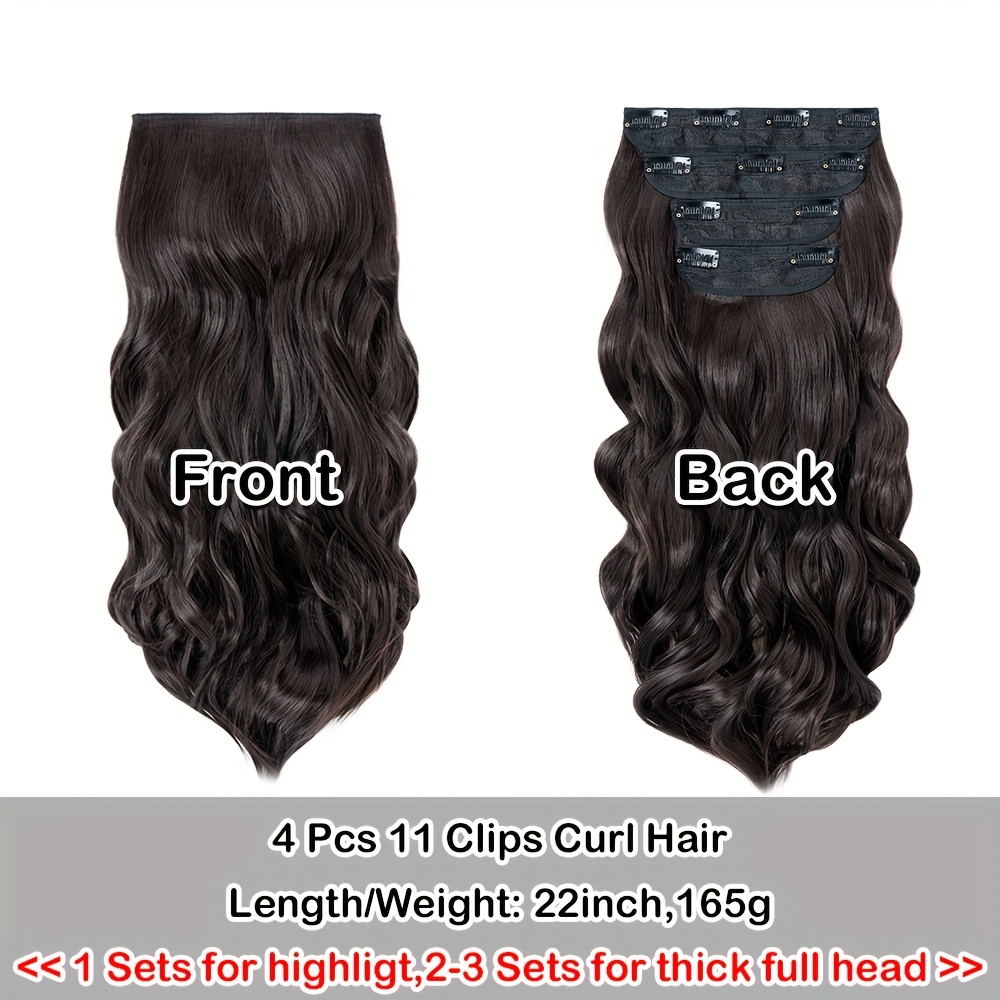 clip in hair extensions synthetic   22 inch 185g 4pcs 11clips clip in synthetic hair coloured   long     hairpieces for women use for daily party wedding   to add volumn to show your beauty details 7
