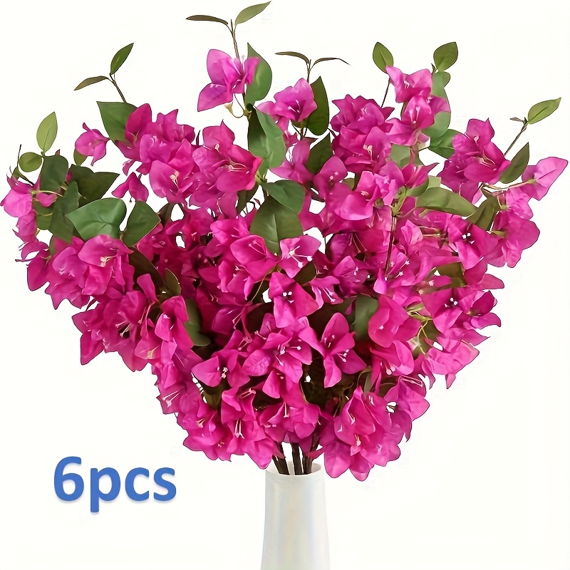 TEMU 6 pezzi di di fiori artificiali di bougainvillea in tessuto - di fiori artificiali, di uva di bougainvillea simulata, utilizzati per matrimoni e