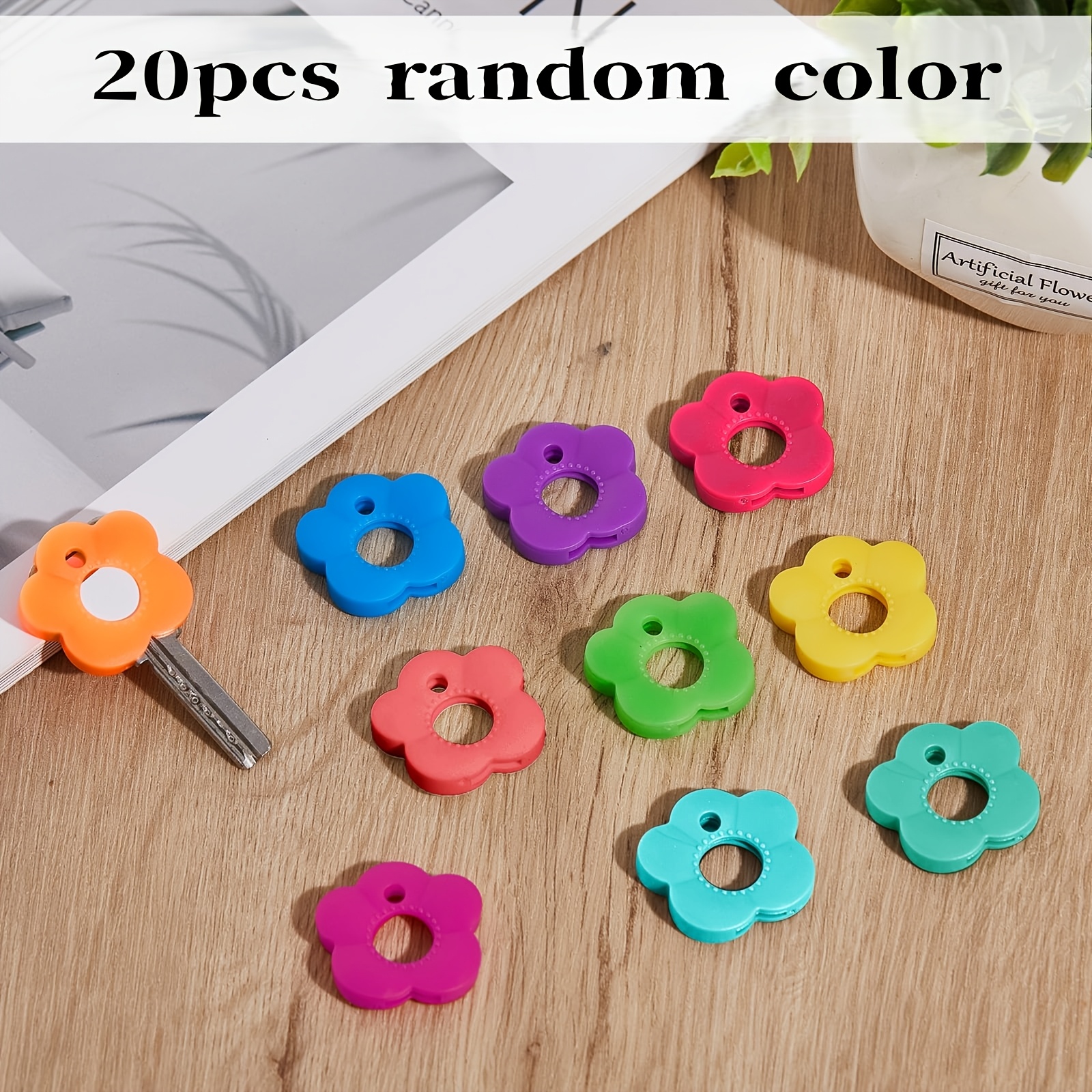 TEMU 20 Copri Tasti a Forma in Colori Casuali (Portachiavi, Anello Portachiavi) - Protezioni per Tasti Colorate e Resistenti per Tastiere /Ufficio,