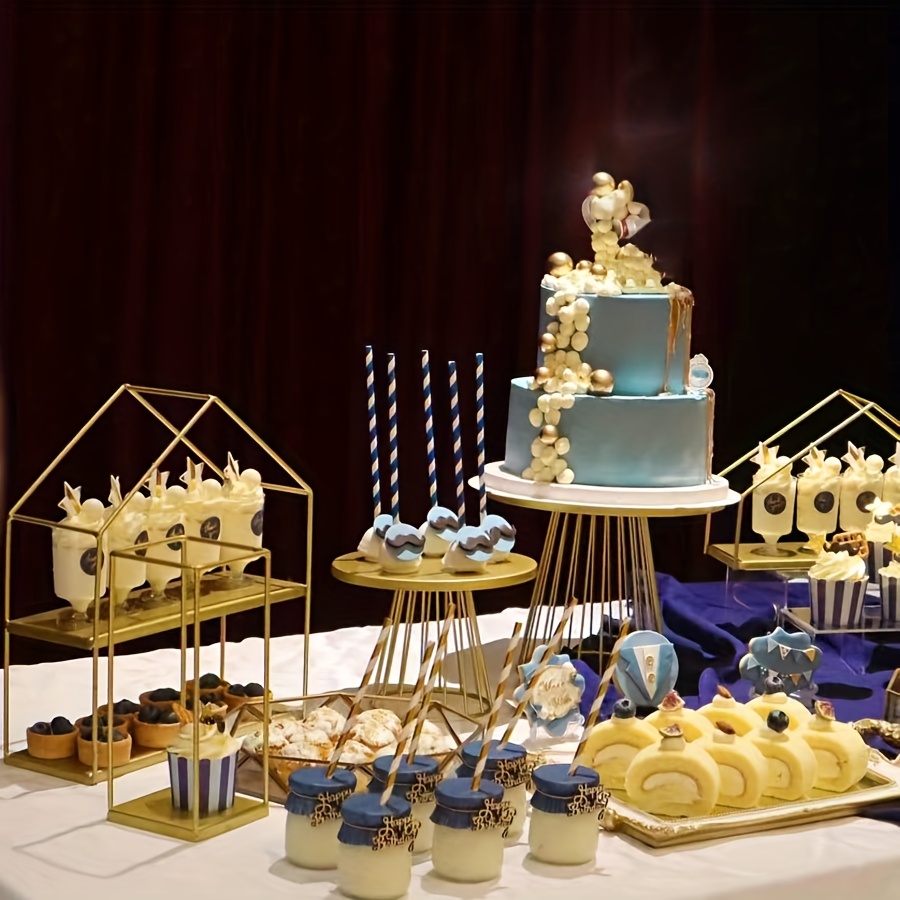 Dessert Table Blue And Gold Baby Shower Centerpieces Dessert Table