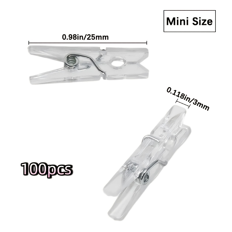 Image of 100pcs Mini Photo Clip Transparent Spring Plastic Clip Towel Photo Clip Photo Wall Decoration, Clothes Pins