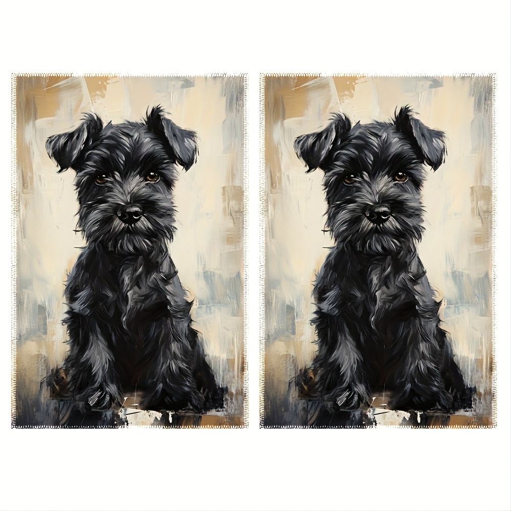 TEMU Set van 2 Schnauzer Keukenhanddoeken - 16X24 Inches Enkelzijdig Bedrukt, Fade-Resistente Polyester Vaatdoeken en Theedoeken - Ideaal voor Koken,