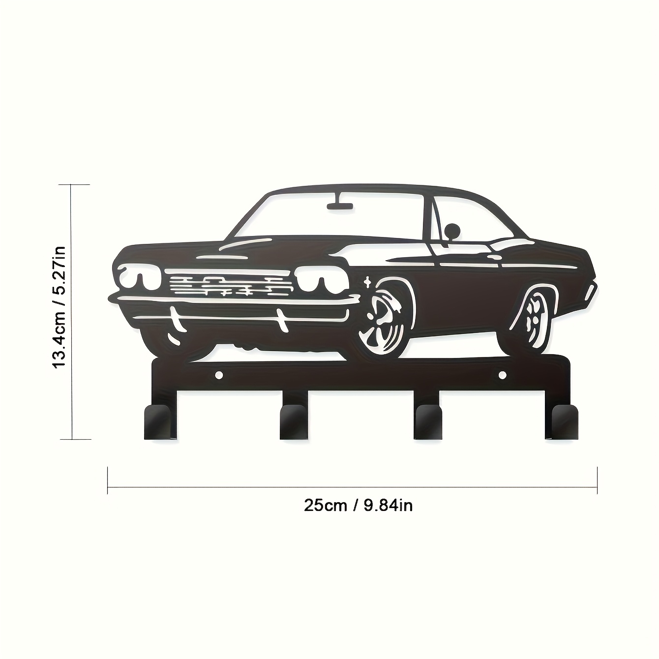 TEMU 1 Sports Car-themed Wall Hook - Metal Key & Belt Rack With 4 Hooks For Keys, Belts, Hats & Bags - , Home, Garage, Or Entrance Decor, Garage