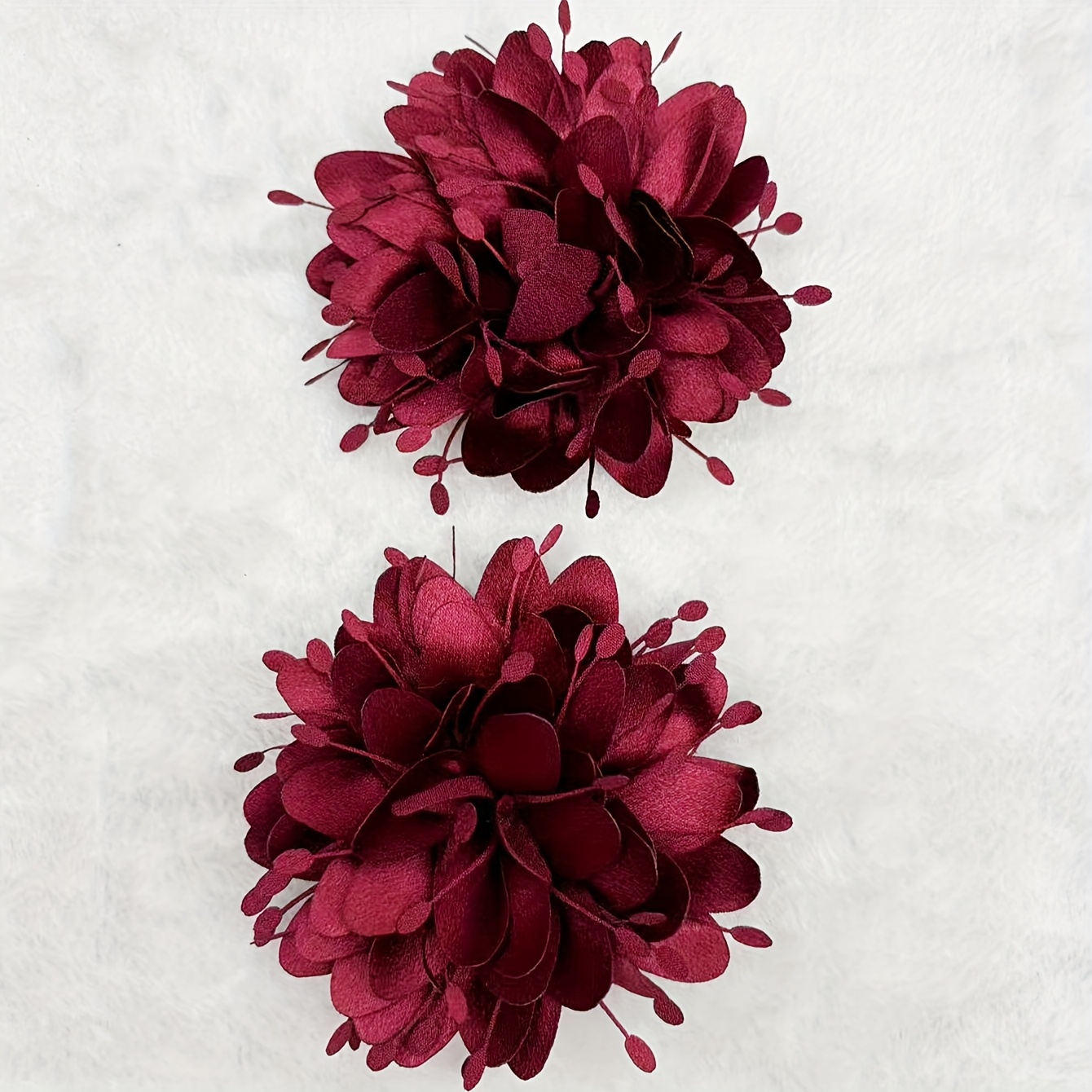 TEMU 2 Korean Style Wine Red Fabric Peony Yarn Clips Additions Metal Clips High Heel Shoe Ornaments Detachable Suitable For Shoes, Boots, Clothing,