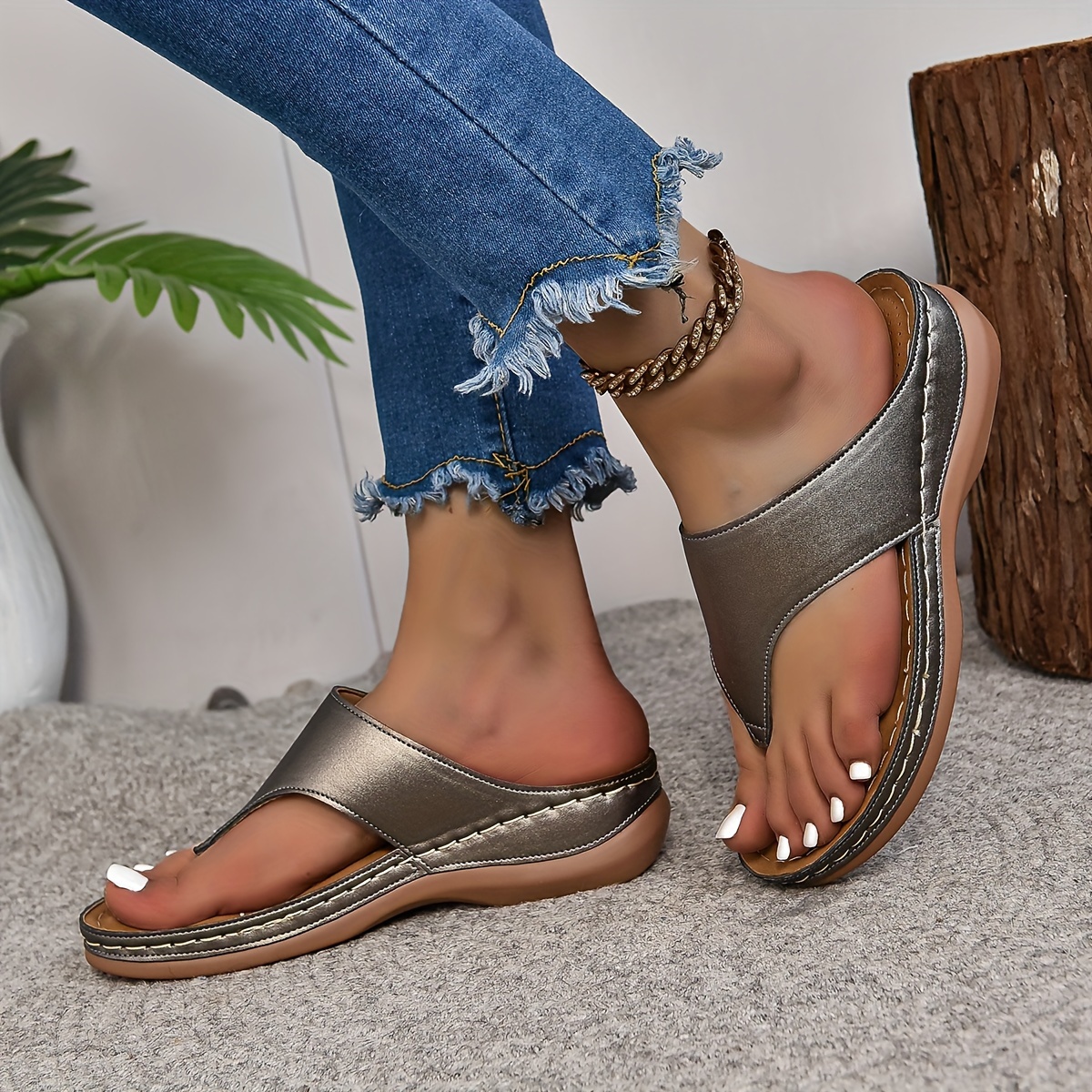 Women's Slip-On Wedge Heel Sandals Open-Toe Summer White Synthetic  Cover Casual Shoes with Cushioned PU Sole for Beach, Office Casual Attire,