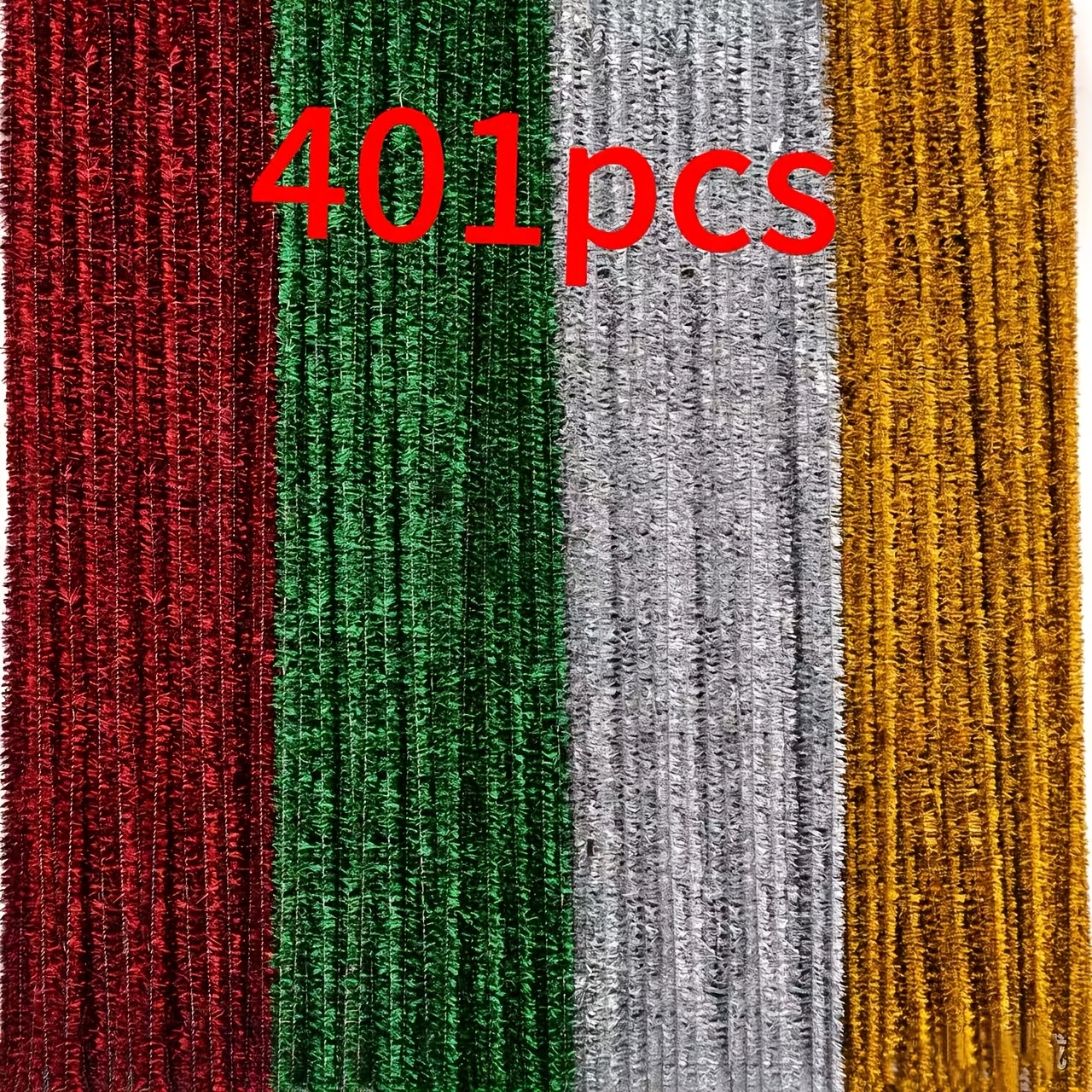 TEMU Lot de 401 tiges de chenille à paillettes de 4 couleurs, kit de loisirs créatifs de tiges de chenille brillantes pour Noël, tiges de chenille