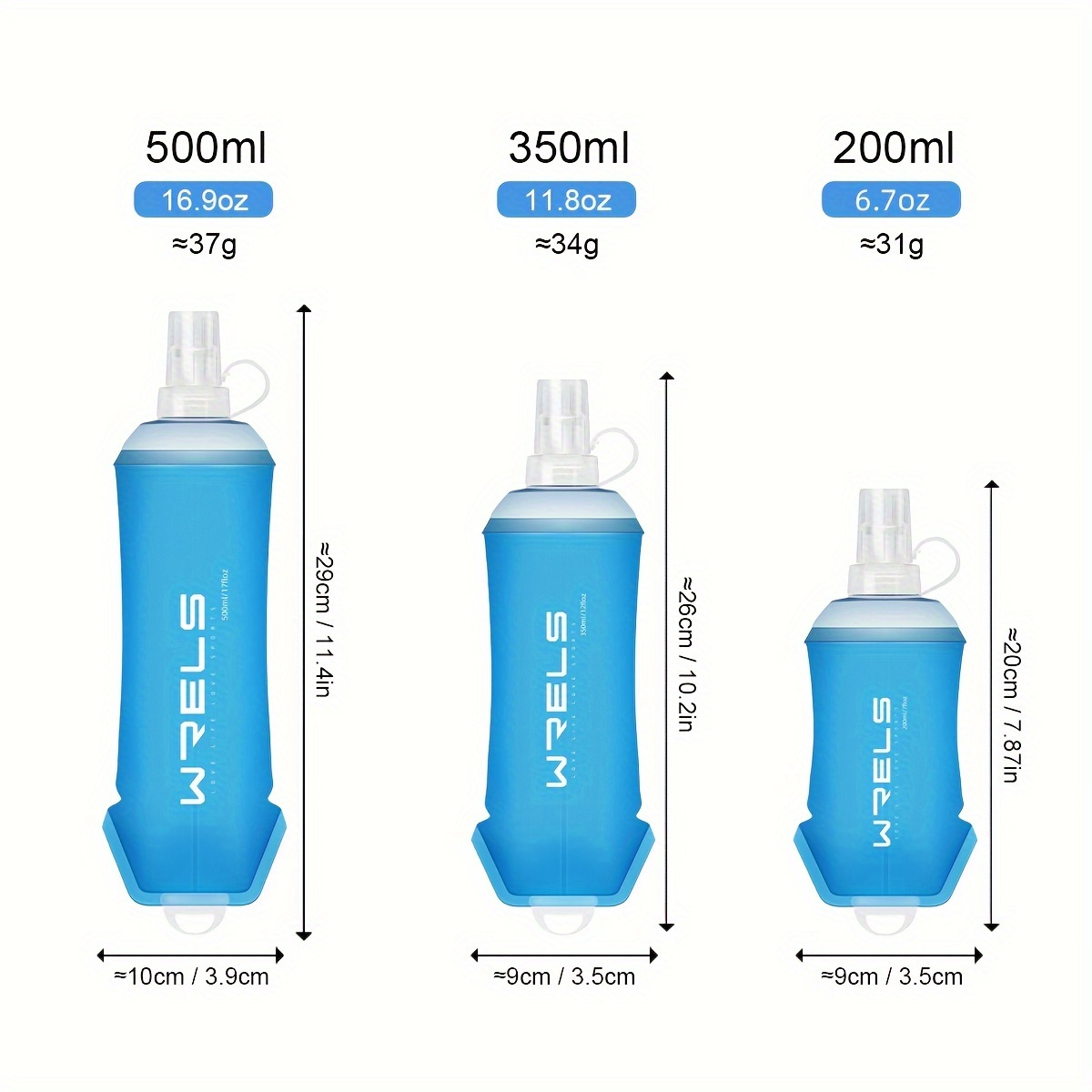 1pc, WRELS Hanging Ring Soft Water Bottle, Outdoor Sports Water Bottle, Stay Cool and Hydrated on the Trip, Soft Folding Sports Water Bottle with Lid and Hanging Loop, Suitable for Running, Hiking, Cycling, Fitness Sports, Travel Camping
