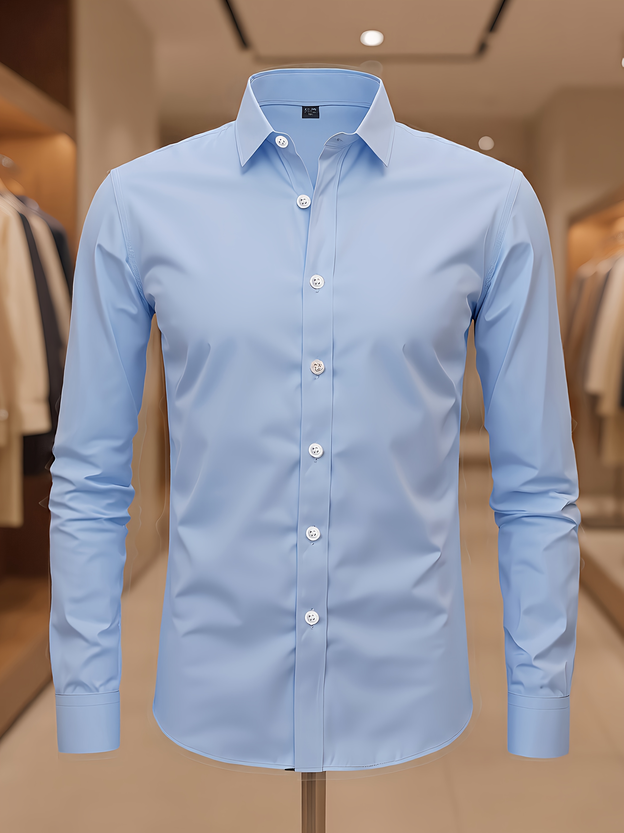 Camisa Casual para Hombre - Color Sólido, Cómoda, Elástica, Suave, Lavable a Máquina y Lavable en Seco, Manga Larga, Corte Regular, con Cuello, Adecuada para Fiestas, Citas, Trabajo, Actividades y Ropa Casual de Fin de Semana para el Día a Día