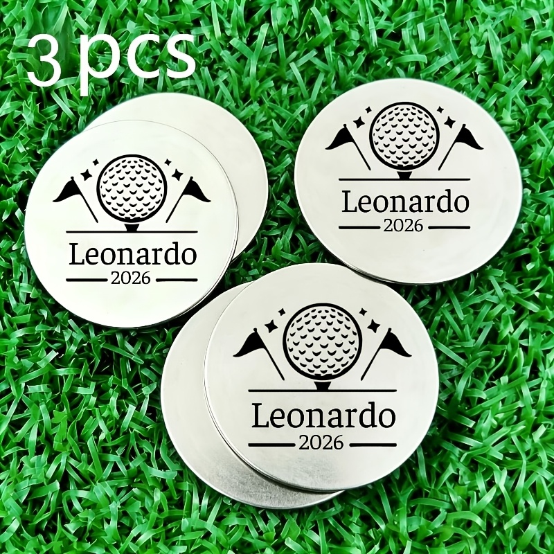 TEMU 3/6pcs Personalized Metal Engraved Golf Ball Markers – Customizable With Name/number/message, Easy To Identify , Ideal Gift For Golfers On