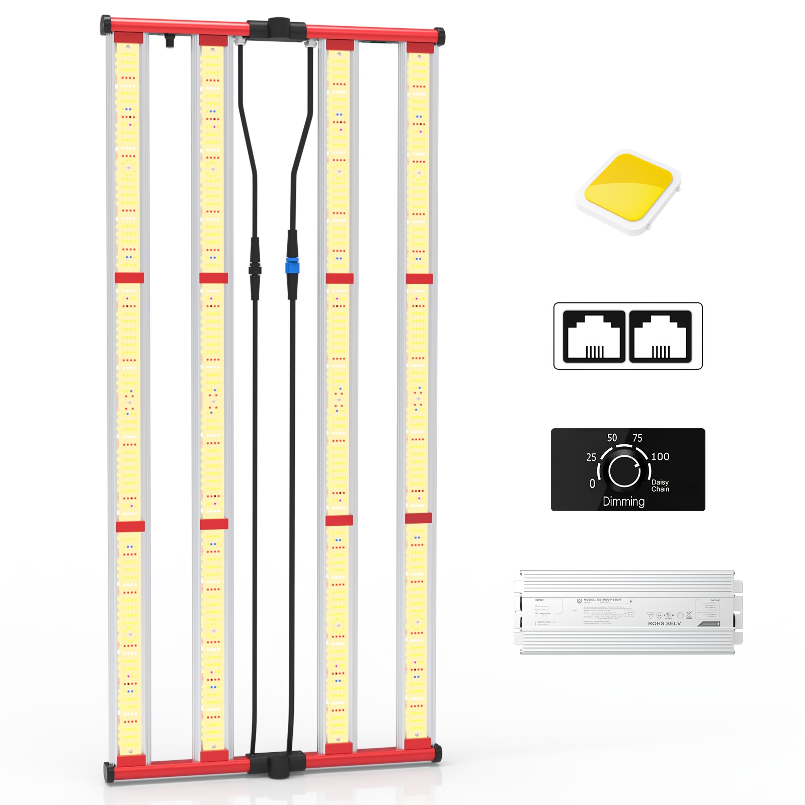 Image of 400w Led Grow Light With Ir | Aglex Commercial Plant Lamp Featuring Lm281b , Dimming, Daisy Chain & Foldable Design For 4 X 5 Ft Grow Tents