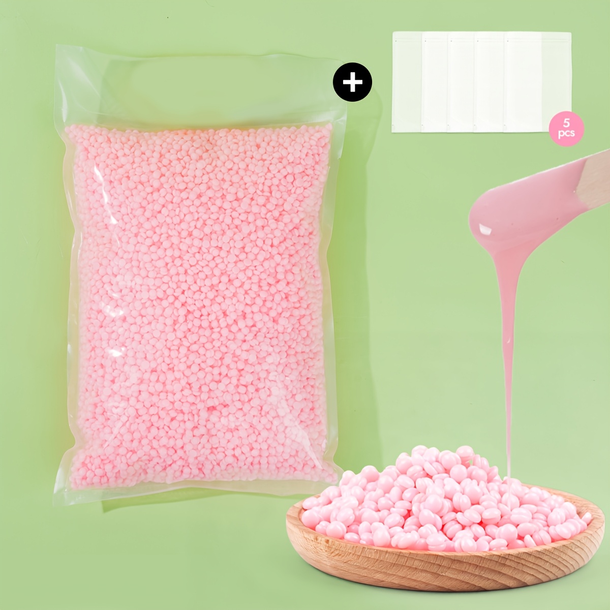 Image of 2kg Pink Hard Wax Beads, Professional Depilatory Wax With Sachet, Suitable For Brazilian Bikini Face, Heated And Melted