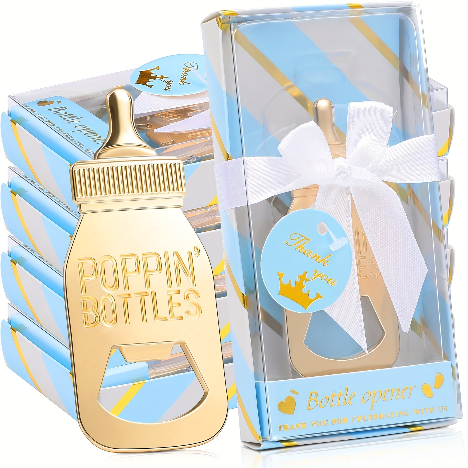 

12-piece Baby Shower Gift Set - Decorative Bottle Openers With Gender Reveal Boxes For Guests, Perfect For Boy Or Girl Parties & Kitchen/