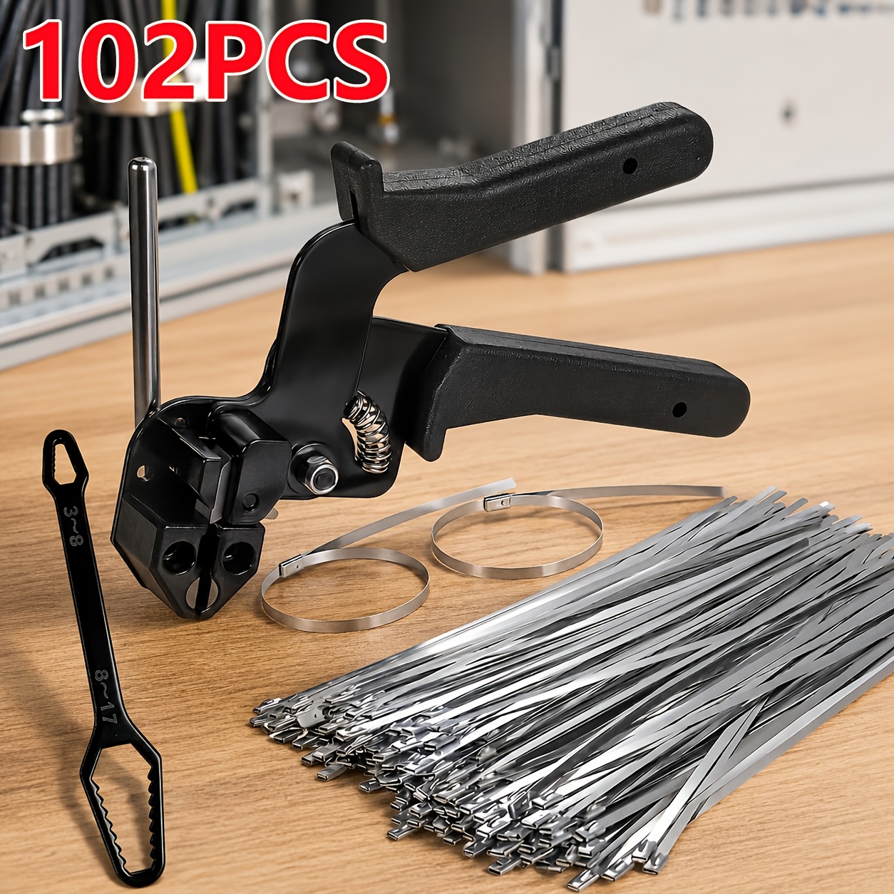 Image of 102pcs Stainless Steel Cable Tie Tool & Metal Banding Kit Heavy Duty Stainless Steel Tie Fastening & Cutting Tool