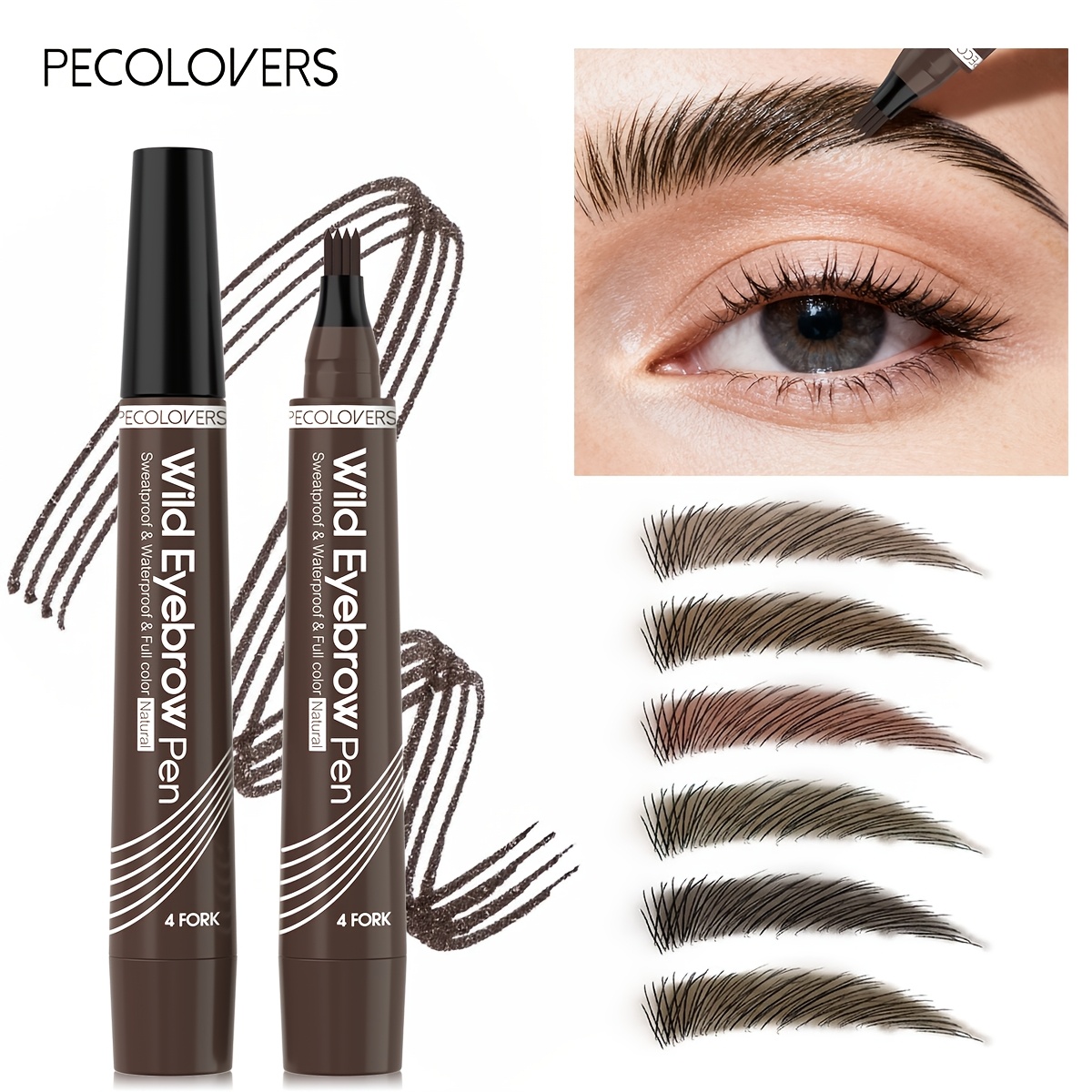 1pc smudge proof 4 tip eyebrow pencil anti fade brow pen long lasting waterproof eyebrow   for oily skin and summer makeup chestnut and medium brown cosmetic anti smudging brow pencil