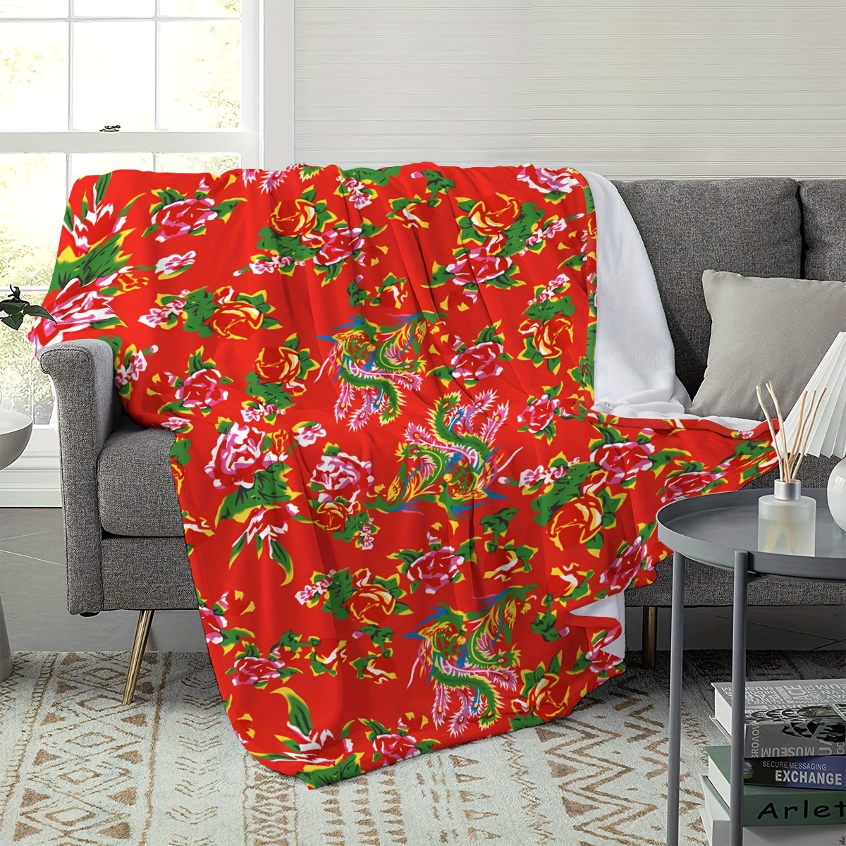 Fish Printed Flannel Throw Blanket Ethnic Style Classic - Temu