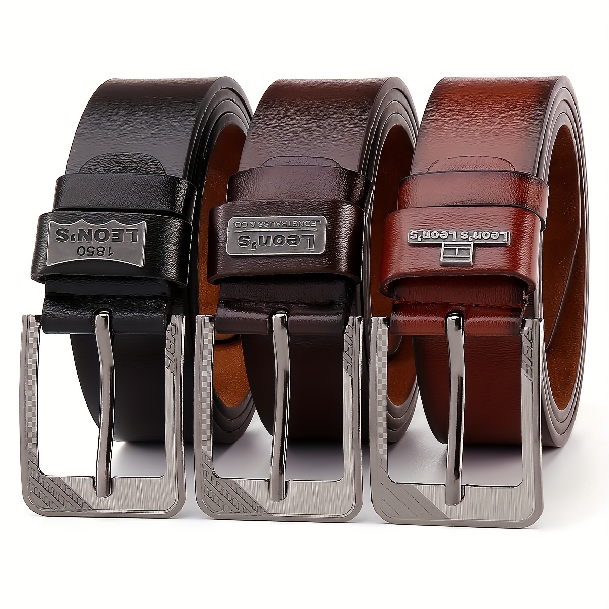 

Ceinture de mode pour homme - Boucle à ardillon unique, cuir foncé noir/marron/café, durable et confortable - Cadeau idéal pour les fêtes, les anniversaires ou les commémorations