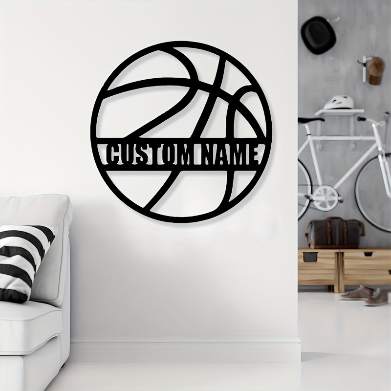 

1pc Custom Name Metal Basketball Sign, Basketball Iron Wall Decor, Indoor Decorations, Outdoor Basketball Stadium Wall Hanging, Gift For , Home Decor, Modern Art Basketball Crafts Wal