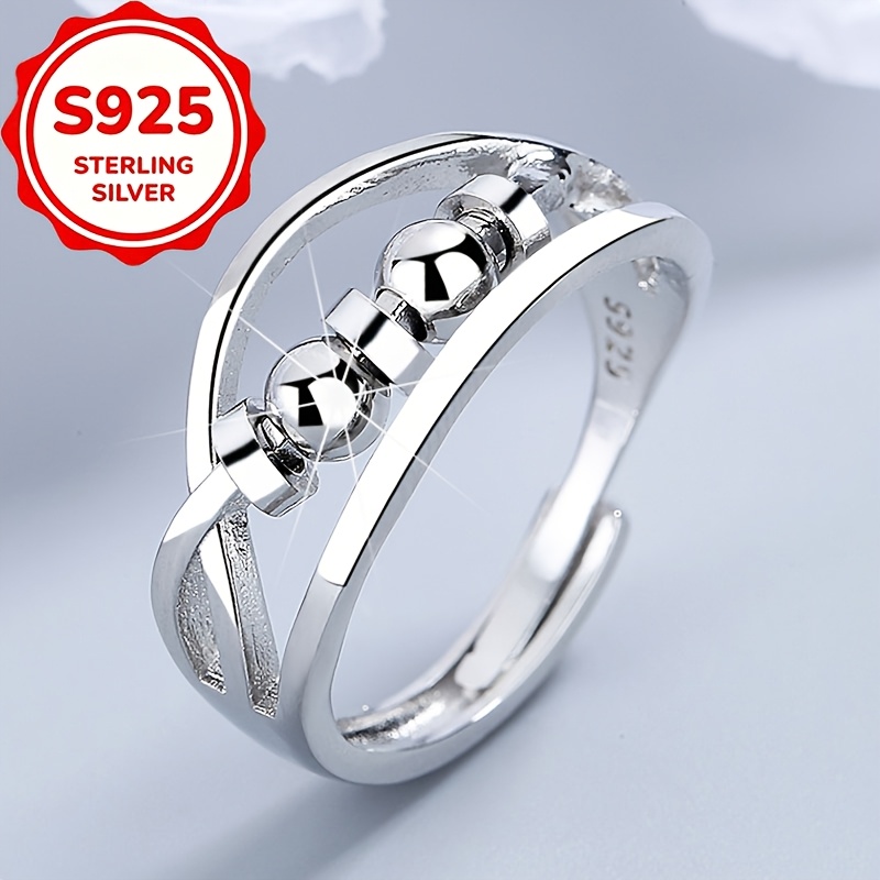 Women's S925 Silver Double Layer Cross Entanglement Open Ring