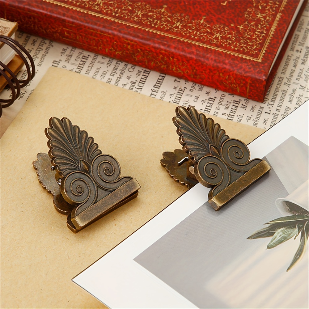 

Vintage Leaf Design Metal Clips, Alloy Paper Clamps For Photo Postcard Storage, Tn Journal Accessories