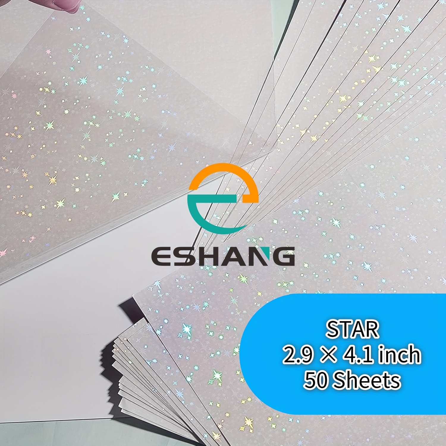 TEMU Pack Of 50 Sheets Measuring 2.9 By 4.1 Inches, Featuring Holographic Glitter Stars, Ideal For Premium Cold Lamination With A Self-adhesive