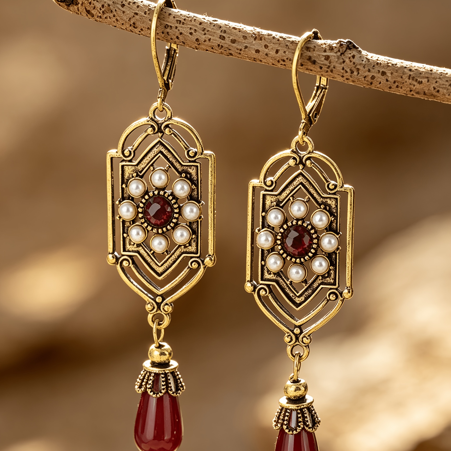 TEMU Pendientes colgantes de cuenta de calada y vintage, pendientes colgantes de tono para mujer, joyería de banquete