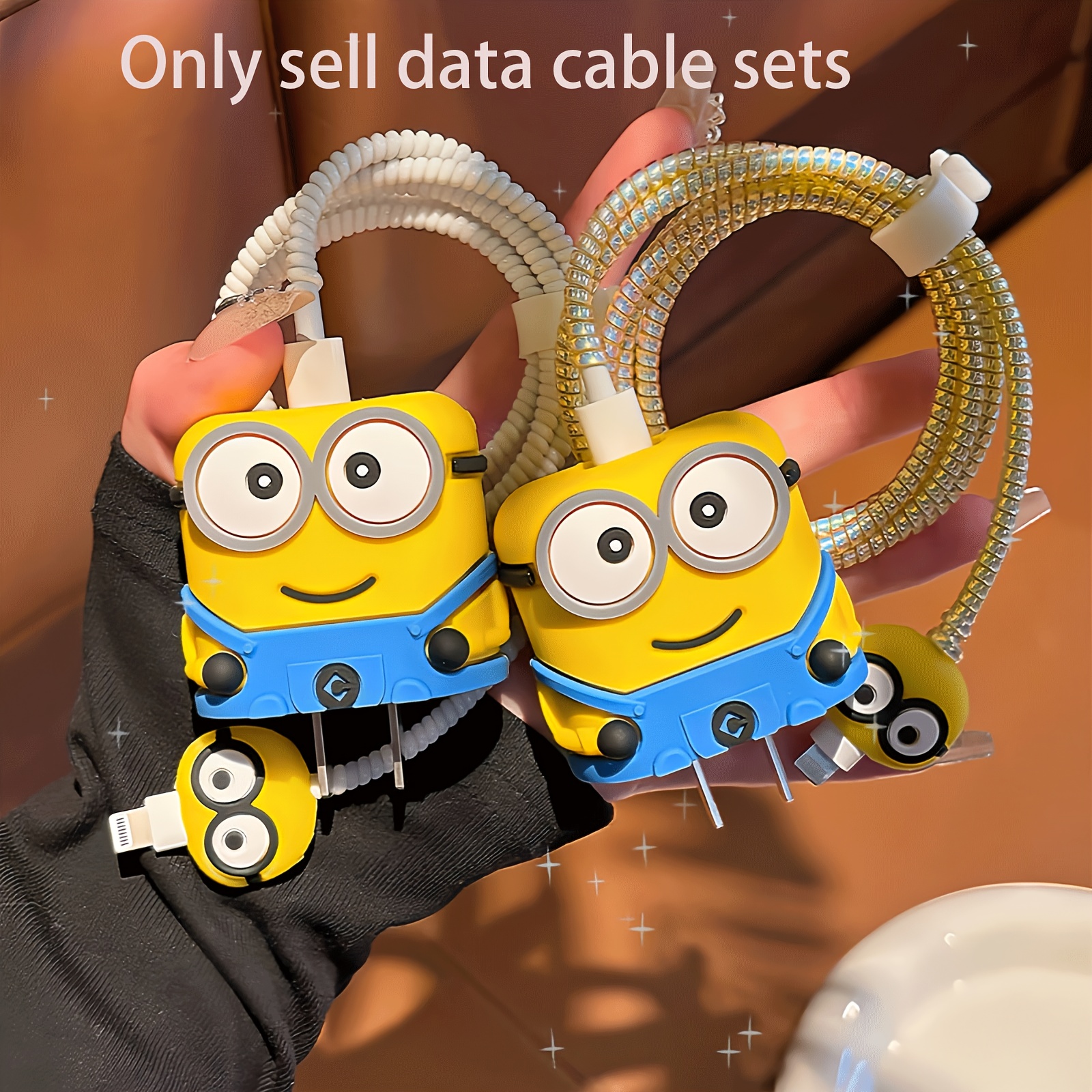 

Minions Charger And Cable Protective Set, Compatible With Iphone 20w Usb-c Adapter, Silicone Material, Fun And Unique Charging Accessory, 2 Colors From, Everyday Use - Accessories