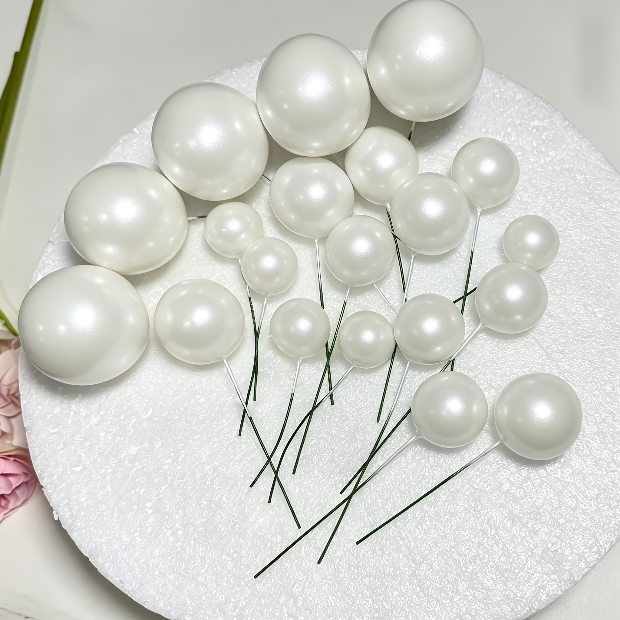 19 Pearlescent Ball Silver Ball Birthday Cake Christmas Decoration Ball Baking Insert Wedding Cake Decorations