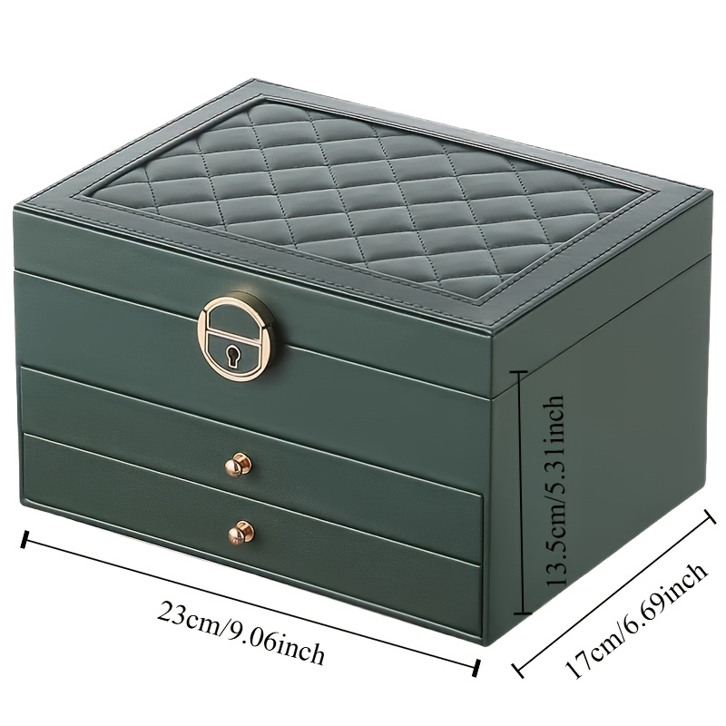 vintage     leather jewelry organizer box with 3 drawers elegant necklace bracelet and ring storage case for women jewelry box jewelry boxes Product details 0