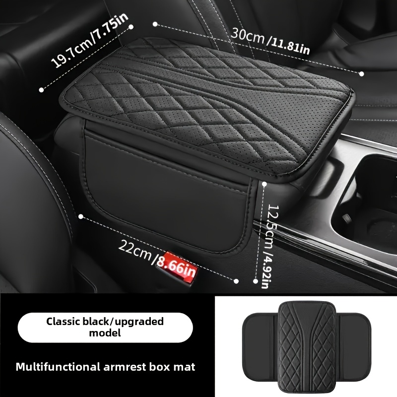 1pc PU Leather Car Armrest Pad with Storage Bag – Comfortable Elbow Rest, Stylish Stitch Design, Universal Fit for All Vehicles