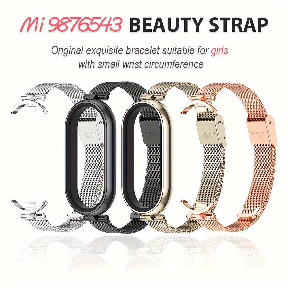 

Mijobs Bracelet de beauté en en acier inoxydable pour Mi Band 9/8/7/6/5/4/3, Boucle Milanaise de luxe, Fermeture à boucle, Non étanche, Compatible avec la version de Xiaomi Smart Band 8